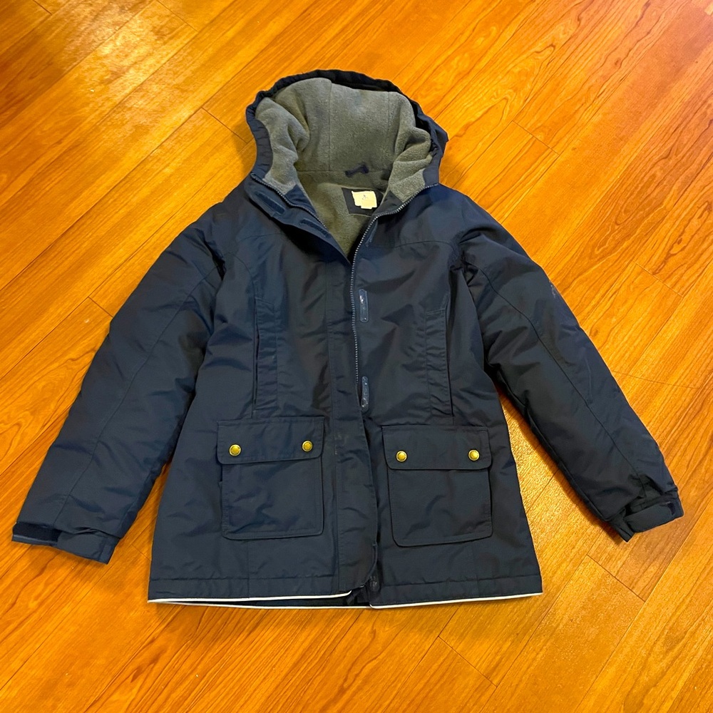 Lands End Winter Squall Parka Coat Navy Girls Jacket Sz 16